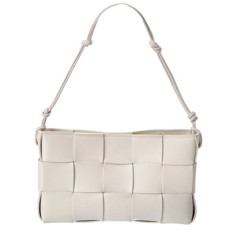 Bottega Veneta Cassette Intreccio Leather Pouch On Strap, White